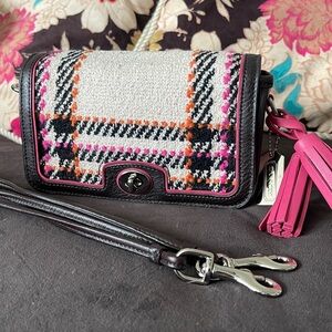 Coach legacy Tweed and Leather Plaid shoulder bag